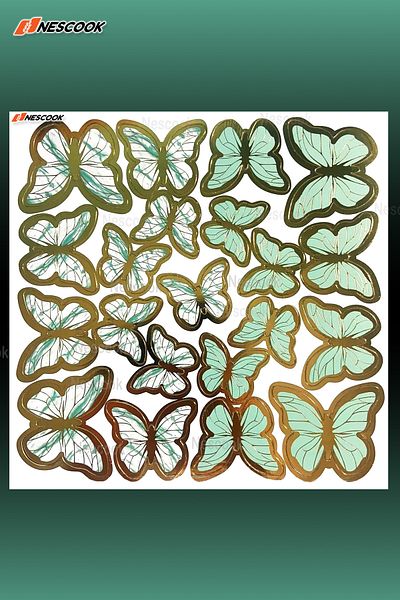 nescook Butterfly Cake with Green Butterfly Pattern - Birthday Decoration