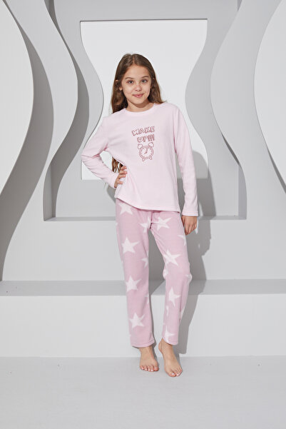 Siyah İnci Σετ πιτζάμες με ροζ κεντημένο κάτω-κορυφή φλις 24223070