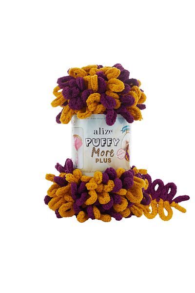Alize 2 τεμάχια Puffy More Plus Πλεκτό νήμα χειρός, νήμα πλεξίματος δακτύλων (2 x 250 γραμμάρια) 8004