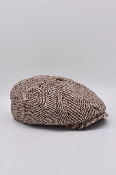 Külah Men's Beige Herringbone Cap 8 Pieces Peaky Blinders Hat