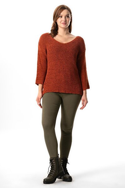 Eliş Şile Bezi Autumn and Winter Knitwear Blouse - Long Sleeve, Tile Krmt Ahunaz