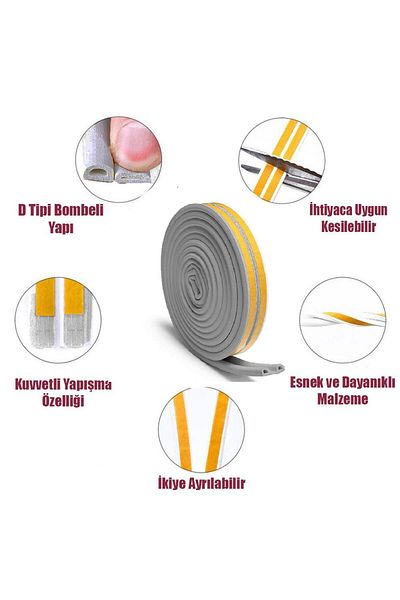 NZB 10 Meters Gray Wick Cold Insulation Tape - Door and Window Tape, Adhesive