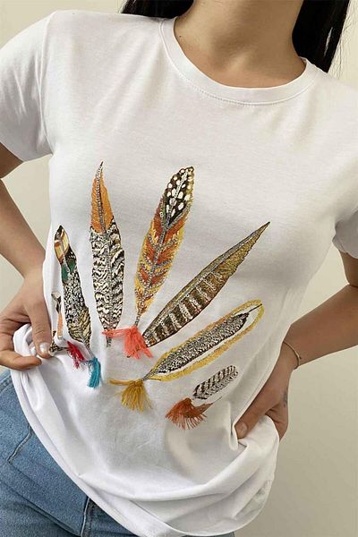 İstangül Butik Μπλουζάκι Indian Crew Neck Design