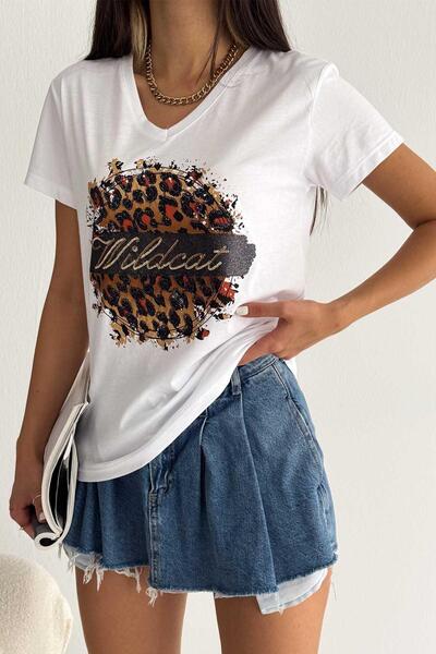 İstangül Butik Tricou cu design cu paiete Wild Cat