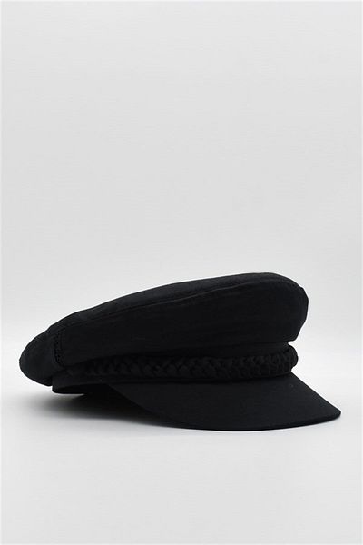 Külah Men's Hat Driver Cap Flat Cap Captain Hat - Black