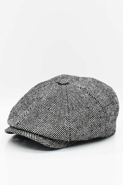 Külah Men's Herringbone Patterned English Cap Wool Hat