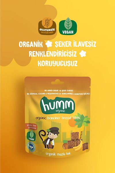 Humm Organic 6 Pieces Organic Gluten-Free Vegan Banana Cake - Snack Package