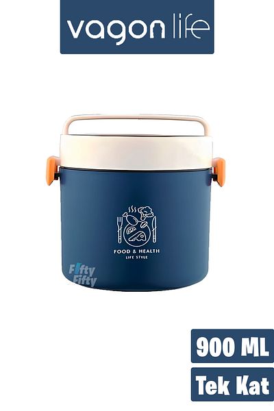 Vagonlife New Generation Single Layer Round Bento Lunch Box - Lunch Box for Office and School Fflbox5431Kat