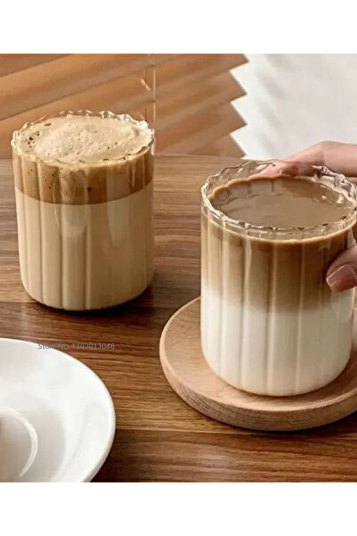 MİS KİTCHEN قطعتين 350 مل فنجان قهوة بارد وساخن - فرشاة تنظيف زجاج الكوكتيل م...