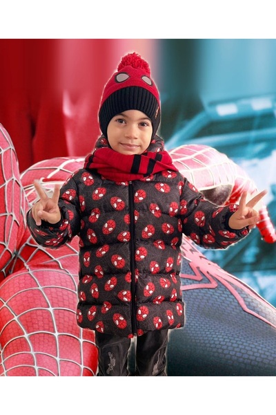 ROBA KIDS Palton puf de iarnă pentru băieți - fleece, glugă, model Spiderman Rb-120
