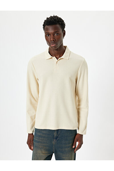 Koton Cotton Blended Polo Collar Textured Sweater