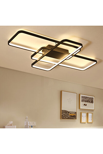 ZR AYDİNLATMA Zr Aydınlatma Antrasit 110x80cm Dikdörtgen 4000k Işık, Kumandalı, Led Tavan Lambası