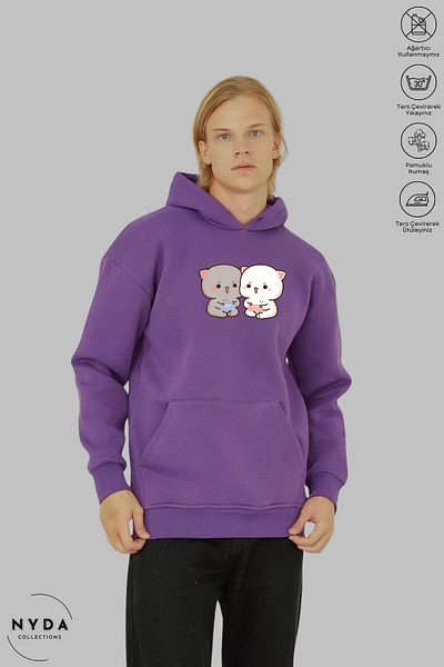 Nyda Collections Unisex Oversize Hooded Hoodie - Μακρυμάνικο, Bubu Dudu Game Printed, Βαμβακερό φούτερ