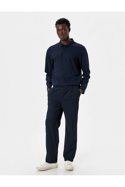 Koton Strukturierter Pullover aus Baumwolle mit Polokragen