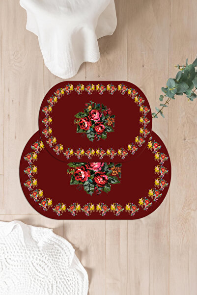 Napoli Home Set de toaletă pentru baie ovală, lavabilă digital, cu model de f...