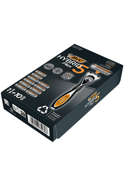 Bic Flex 5 Hybrid Tıraş Bıçağı Seti 1 Gövde + 10 Yedek Başlık 5 Bıçaklı Erkek Tıraş Bıçağı