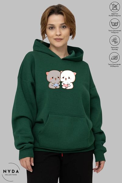 Nyda Collections Unisex Oversize Hooded Hoodie - Μακρυμάνικο, Bubu Dudu Game Printed, Βαμβακερό φούτερ