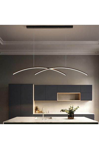 ZR AYDİNLATMA Zr Aydınlatma Siyah 120cm Sarkıt Led Avize, 4000k Işık, Kumandalı