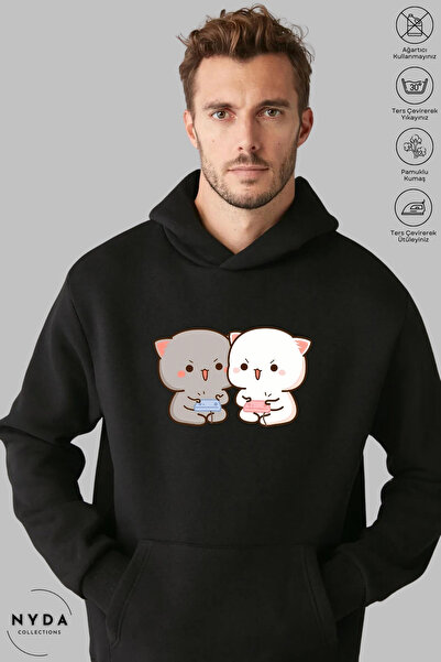 Nyda Collections Unisex oversize dukserica sa kapuljačom - dugi rukavi, štamp...
