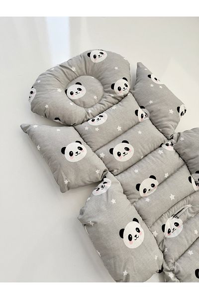 Jaju Baby Gray Panda Patterned Baby Stroller Cushion