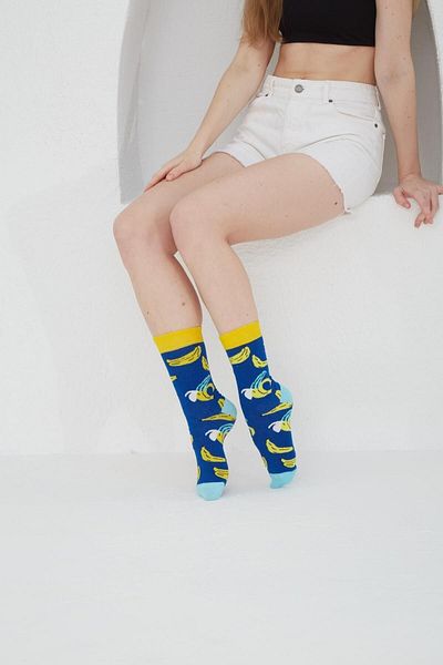 CARNAVAL SOCKS Πολύχρωμες κάλτσες με μοτίβο μπλε μπανάνας