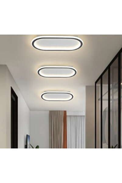 ZR AYDİNLATMA Antrasit Oval 40x16cm 4000k Işık Rengi, Kumandalı Led Tavan Lam...
