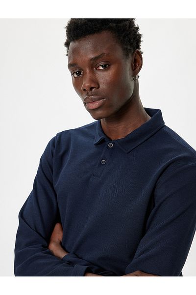 Koton Strukturierter Pullover aus Baumwolle mit Polokragen