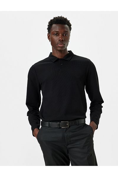 Koton Cotton Blended Polo Collar Textured Sweater