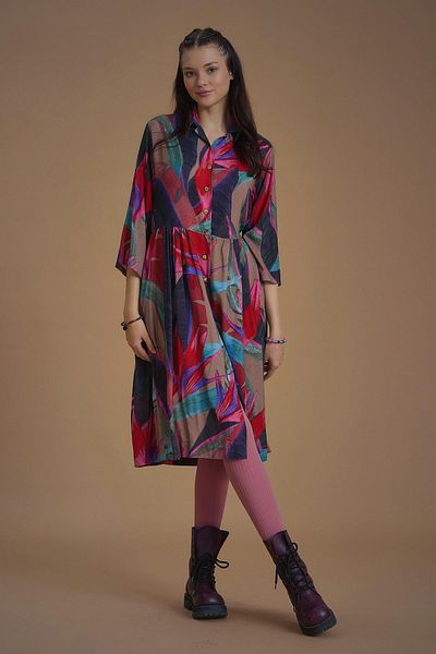 Los banditos Rochie cămașă roșie cu model Dali