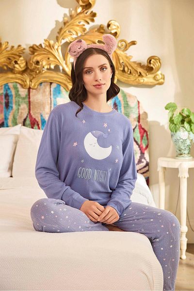 Aydoğan Asya Thermal Good Night Lilac Women's Pajama Set - 0669