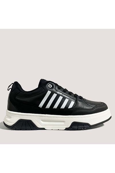 M.P. Men's Casual Sneakers 2060 - Black-White - 42