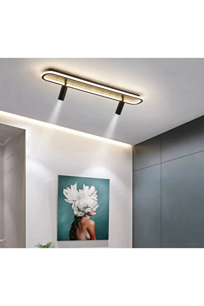ZR AYDİNLATMA Siyah Spotlu Oval 60x16cm 4000k Işık Rengi, Kuamndalı Led Tavan...