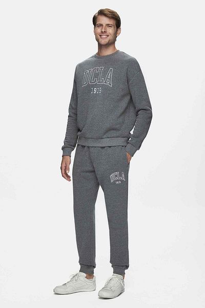 UCLA Otto Dark Gray Comfortable Leg Embroidered Raised Standard Fit Men's Tracksuit Bottom