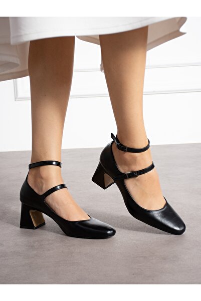 Alemdar Shoes FELİCE crne mat ženske cipele sa kopčom i visokim potpeticama