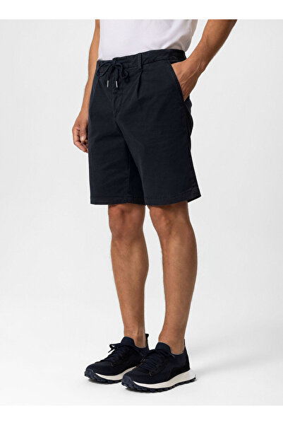 Boris Becker Navy Blue Color Logo Detailed Chino Shorts