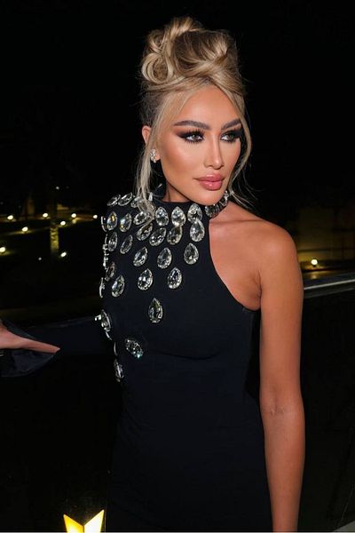 Neşeli Butik Women Custom Stone Embroidered Design Evening Dress Nbemp2562