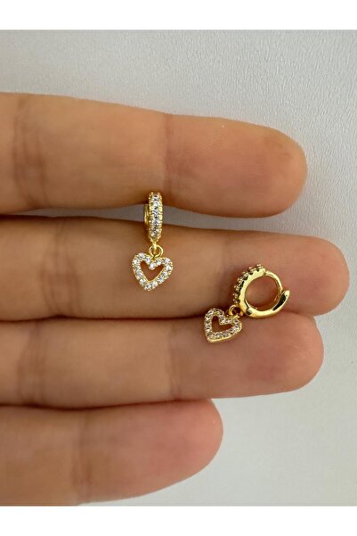 Arescollection 1 ADET ZİRKON TAŞLI KALP  SALLANTILI TRAGUS ROOK UYUMLU MİNİMA...