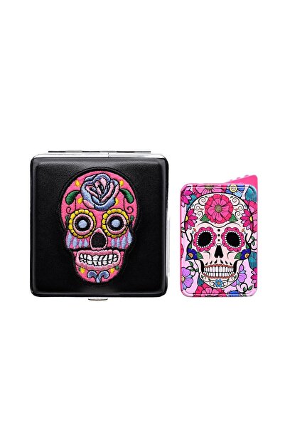 Atomic La Catrina Sigara Tabaka ve Çakmak Seti Pembe – ATLCset2