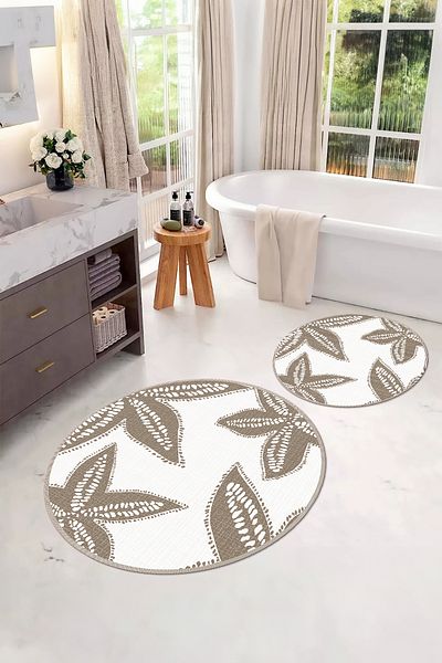 Napoli Home Set scaun de toaletă rotund pentru baie, lavabil digital, anti-alunecare, STEAUĂ DE MARE, KLOZET-71-BEIGE,