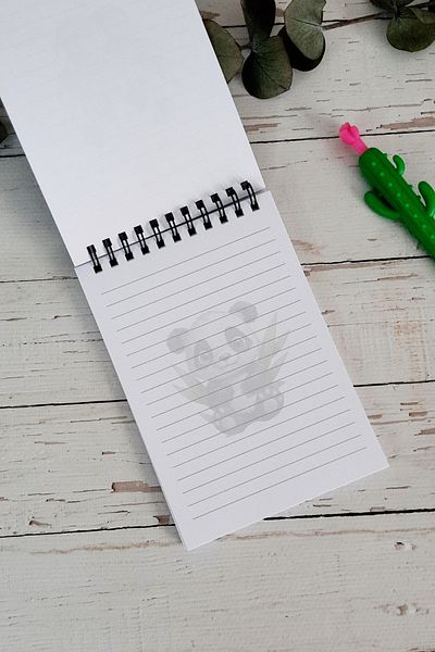 Burak Baskı Tasarım Panda Patterned A-6 Wire Spiraled Lined Notepad - Memo Pad, Memo Pad