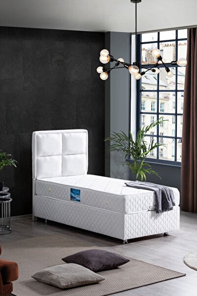 Setay Grand Ikili Set, Tek Kişilik Baza Başlık Seti, Beyaz