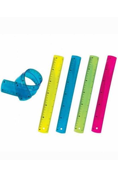 ÇEÇEN HOME (2 Pieces) Colorful 30 cm Flexible, Elastic, Soft, Shatterproof Ruler