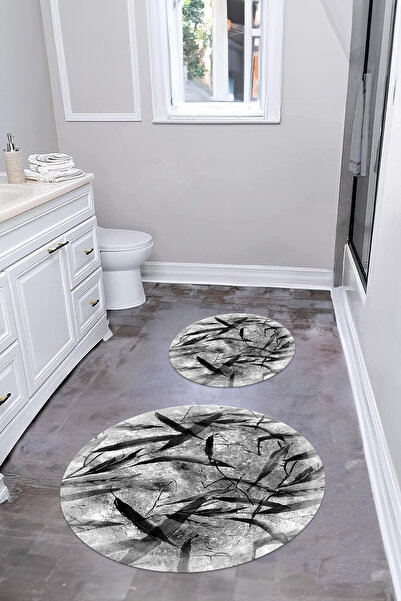 Napoli Home Ψηφιακό σετ τουαλέτας με αντιολισθητική βάση με μοτίβο φύλλων, στ...