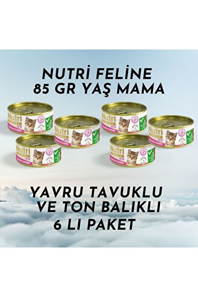Nutri Feline Konserve 85 gr Yavru Kedi Tavuk Etli Ton Balıklı 6 Lı Paket Yaş ...