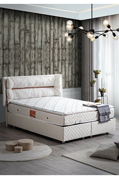 Setay Barselona Baza Başlık Real Pedli Full Ortopedik Yatak, Krem