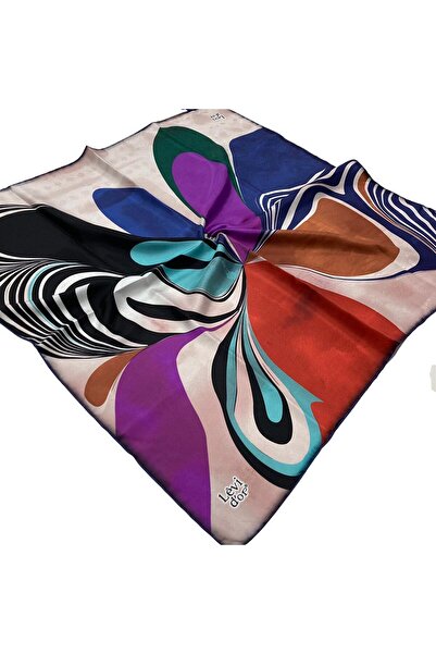 Levidor وشاح حرير تيفيل منقوش باللون الأزرق 3613