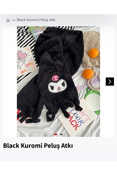 Kendim Black Kuromi Peluş Atkı