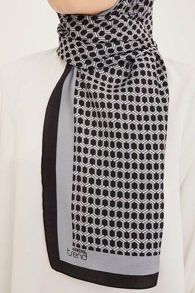 Armine Trend Grey-black Honeycomb Pattern Modal Shawl 4714-01