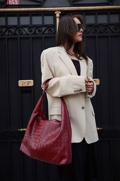 MARSEPTUN Milan Knitted Textured Claret Red Matte Bag