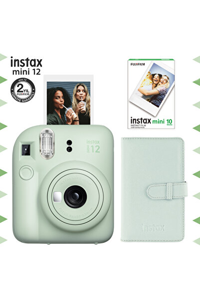 Fujifilm Instax mini 12 Yeşil Fotoğraf Makinesi-10'lu Film ve Laporta Albüm Seti